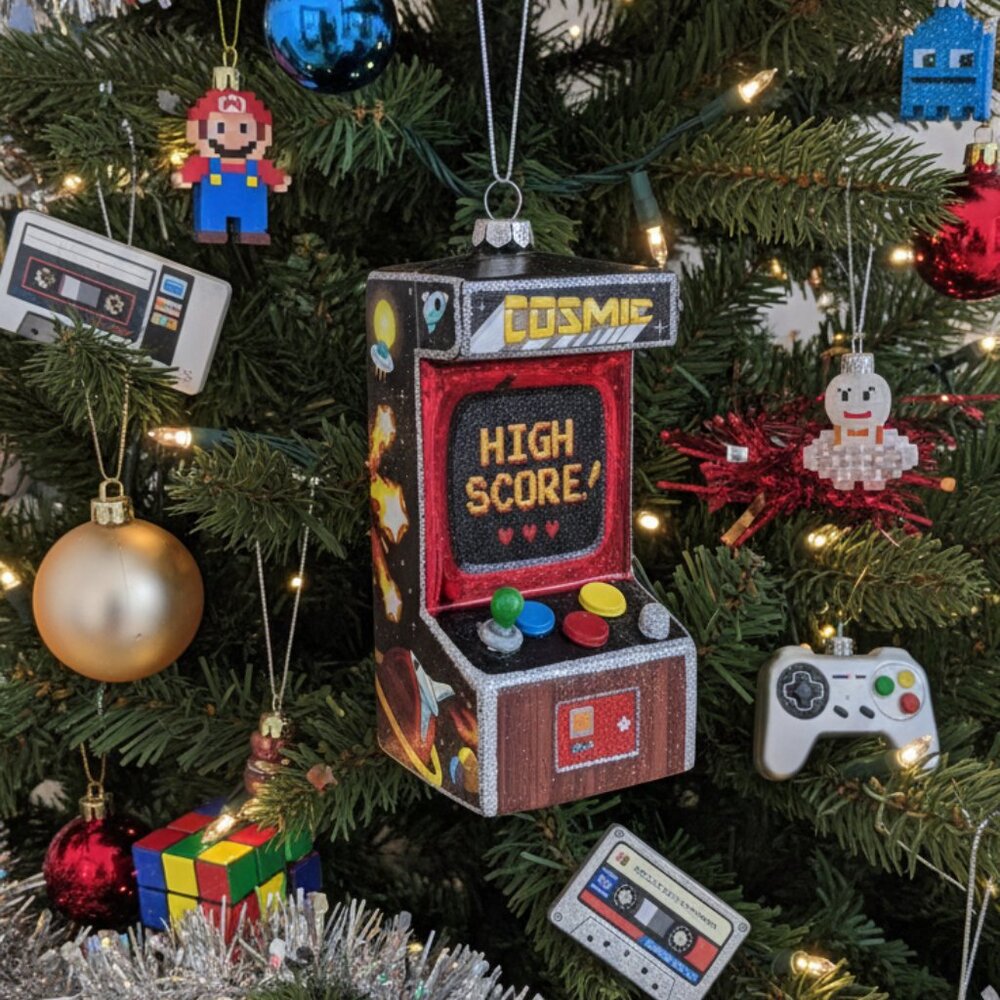 Glass Multicolor Arcade Machine Christmas Ornament Holiday Decor Gift